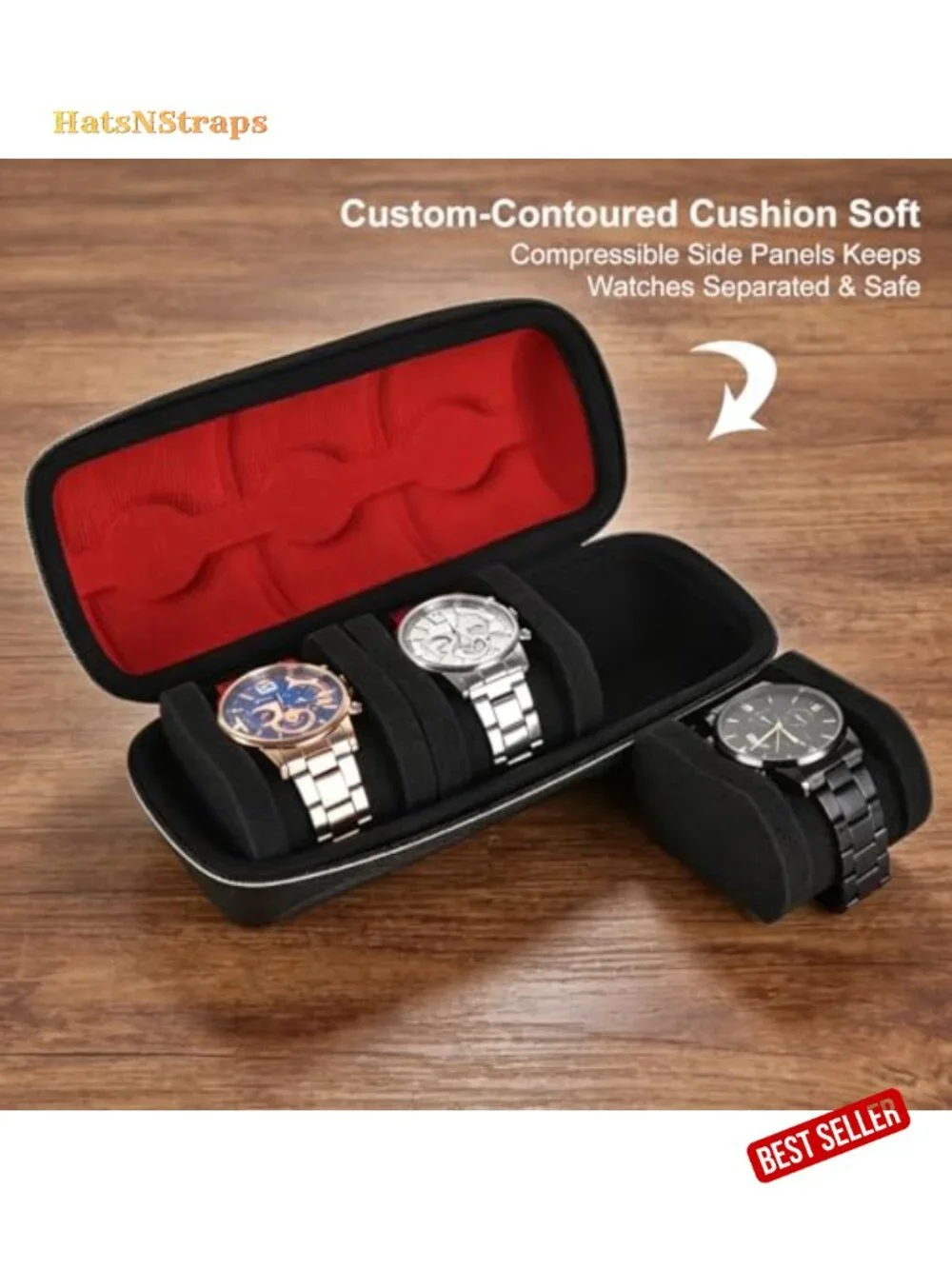 Hard Shell Watch Travel Case with Soft Interior & Pillow